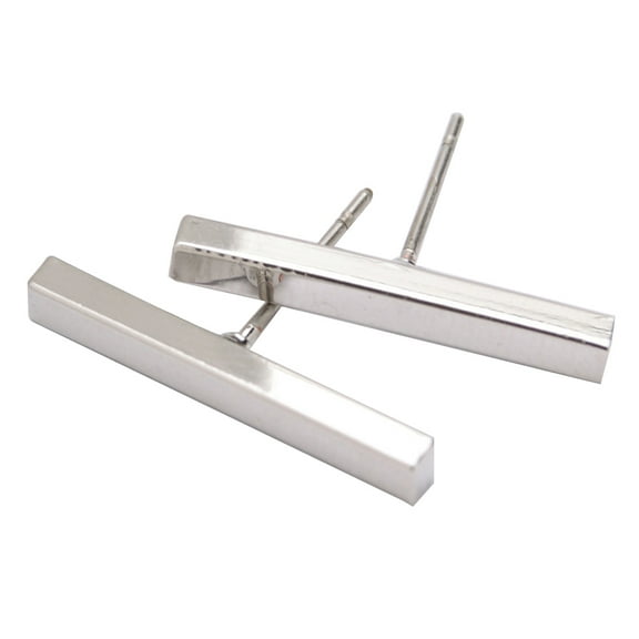 Grandest Birch Minimalist Bar Stick Line Women Stud Earrings Party Jewelry Valentine Day Gift Alloy Silver