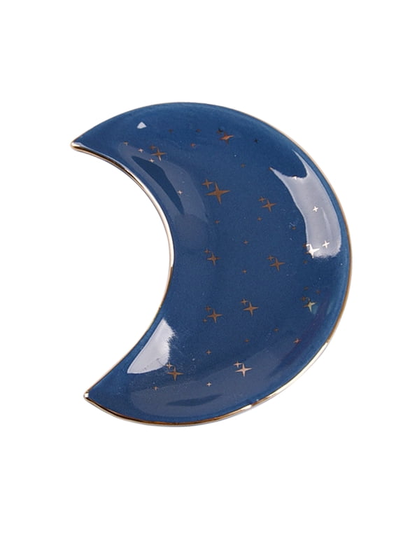 Moon Shape Decorative Jewelry Dish Ceramic Engagement Rings Trinket Dish Wedding Decor Moon Shape Anti-Deformed Dec