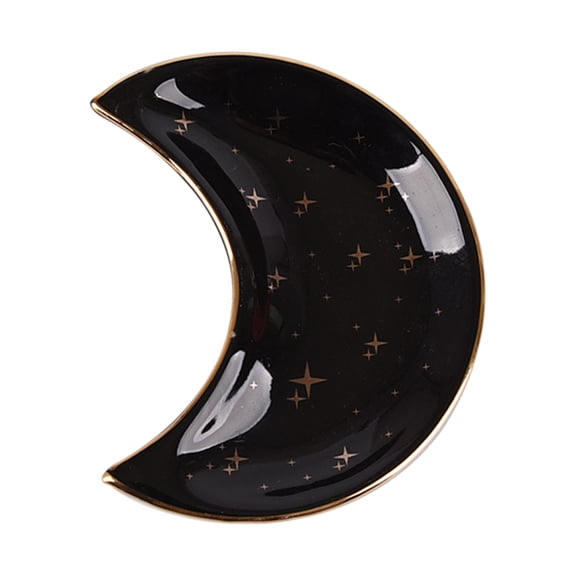 Grandest Birch Moon Shape Decorative Jewelry Dish Ceramic Engagement Rings Trinket Dish Wedding Decor Moon Shape Anti-Deformed Dec