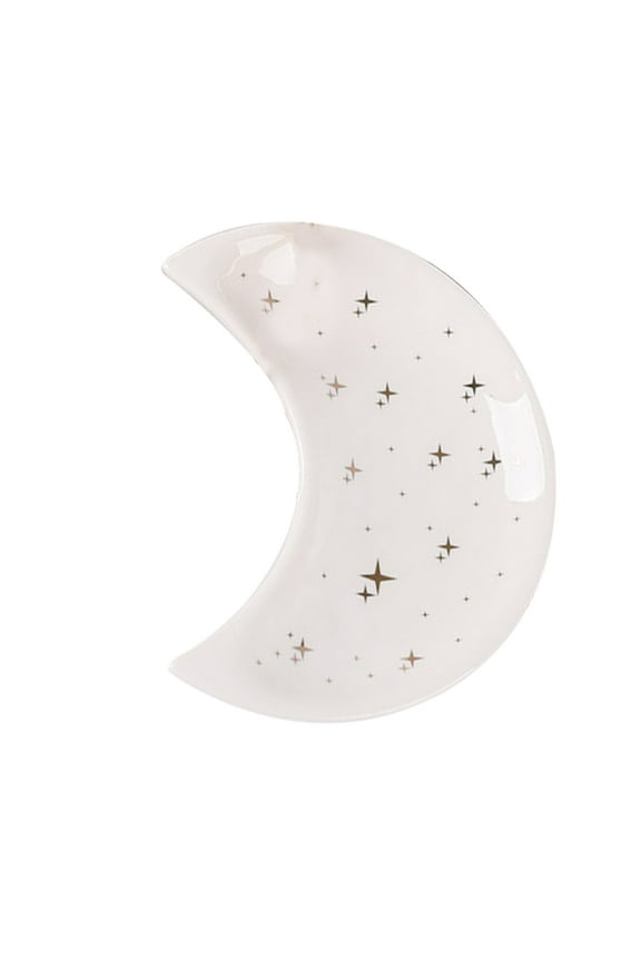 Moon Shape Decorative Jewelry Dish Ceramic Engagement Rings Trinket Dish Wedding Decor Moon Shape Anti-Deformed Dec
