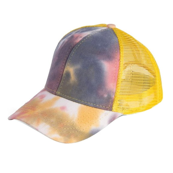 Grandest Birch Outdoor Women Tie Dye Anti Sun Adjustable Cotton Baseball Cap Mesh Ponytail Hat ,Gift