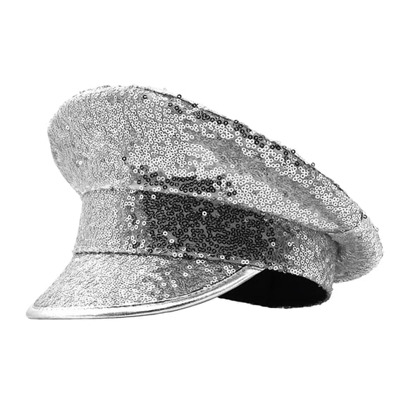 Grandest Birch Performance Sequin Hat Unisex Lightweight Party Cosplay Sergeant Cap Festival Photo Prop Captain Birthday Sailor Hat ,Gift