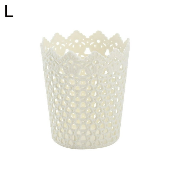 Grandest Birch Plastic Hollow Flower Cylinder Pen Pencil Brush Holder Storage Desktop Organizer Durable Hollow Flower Pattern Yarn