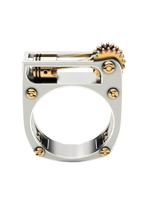 Punk Men Women Mechanical Gear Geometric Band Finger Ring Party Jewelry Gift Copper Red