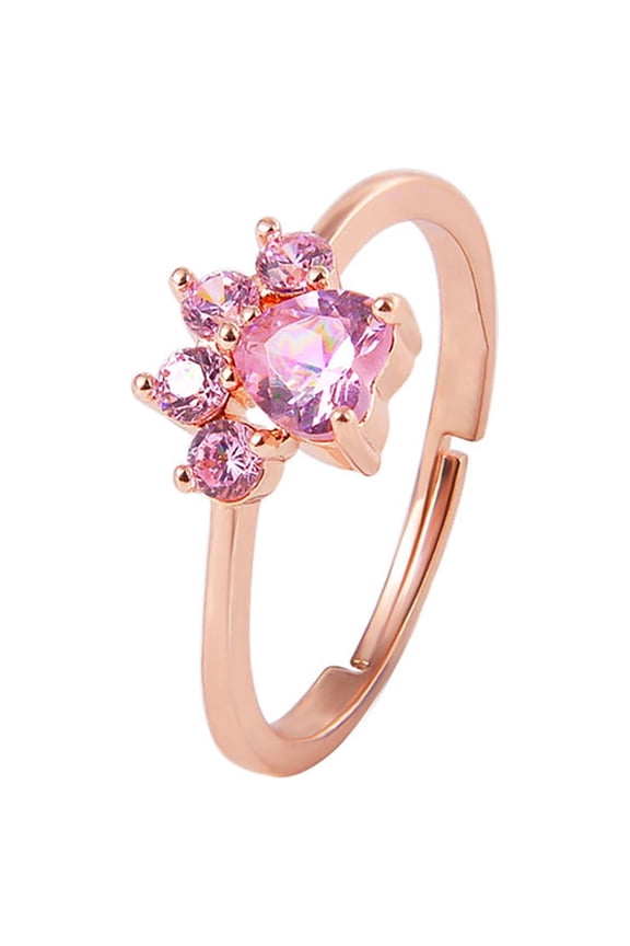 Ring Cats Paw Design Adjustable Alloy Women Round Opening Ring for Party Alloy,Cubic Zirconia Gold