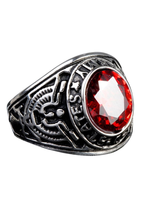 Ring Punk Oval Shape Rhinestone Inlaid Punk Classic Ring for Party Alloy,Electroplate Red