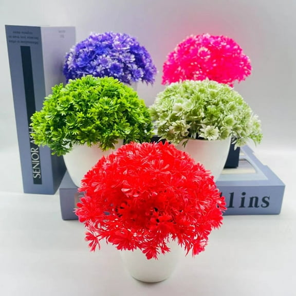 Grandest Birch Simulation Chrysanthemum Colorful Artificial Flower Chic Landscaping Scene Layout Decor Reusable Plastic Fake Potted Plant Table Ornament for Wedding Party