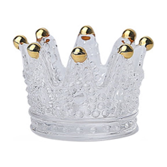 Grandest Birch Three-dimensional Storage Tray Decorative Glass Crown Shape Makeup Sponge Holder for Desktop Storage Tray