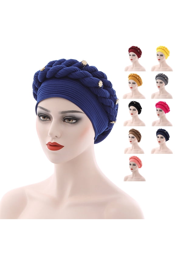 Turban Cap Flower Braids Headdress Lightweight Twist Headwrap Party Accessories