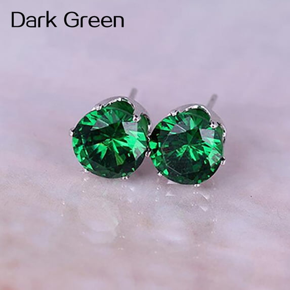 Grandest Birch Unisex Elegant Sparkling Round Zircon Inlaid Ear Studs Earrings Jewelry Alloy, Zircon Blue