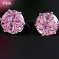 thumbnail image 1 of Grandest Birch Unisex Elegant Sparkling Round Zircon Inlaid Ear Studs Earrings Jewelry Alloy, Zircon Pink, 1 of 7