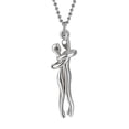 thumbnail image 1 of Unisex Hug Couple Pendant Necklace Dance Partner Choker Neck Chain Jewelry Gift Brass Silver, 1 of 8
