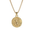 thumbnail image 1 of Grandest Birch Unisex Saint Christopher Protect Us Letter Print Holy Pendant Necklace Amulet Alloy Gold, 1 of 8