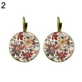 thumbnail image 1 of Grandest Birch Vintage Flower Printed Round Pendant Women Leverback Earrings Party Jewelry Alloy, Glass Brown, 1 of 7