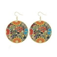 thumbnail image 1 of Grandest Birch Vintage Women Colorful Flower Paint Round Drop Dangle Hook Earrings Club Jewelry Metal Multi-color, 1 of 7