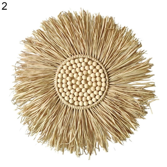 Grandest Birch Wall Hanging Wall-mounted Handcrafted Round Handmade Mirror Wood Beads Ornament Home Office Decor Handcrafted Decor