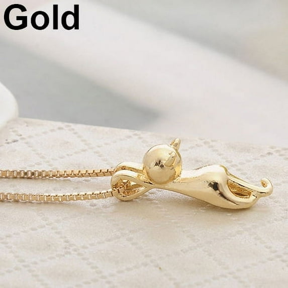 Grandest Birch Women 925 Sterling Silver Chain Cat Pendant Necklace Jewelry Charm 925 Sterling Silver Gold