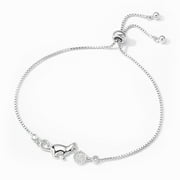 Grandest Birch Women Bracelet Drawstring Design Anti Rust Cat Rhinestone Adjustable Bangle Jewelry for Gift Alloy Silver