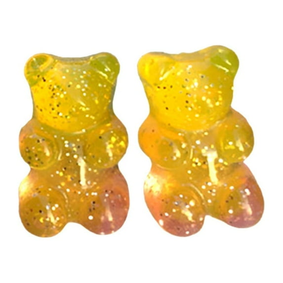 Grandest Birch Women Candy Color Cartoon Gummy Bear Ear Stud Earrings Jewelry Gift Alloy, Resin Brown