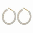 thumbnail image 1 of Grandest Birch Women Circle Shape Rhinestone Inlaid Statement Hoop Earrings Jewelry Alloy White, 1 of 8