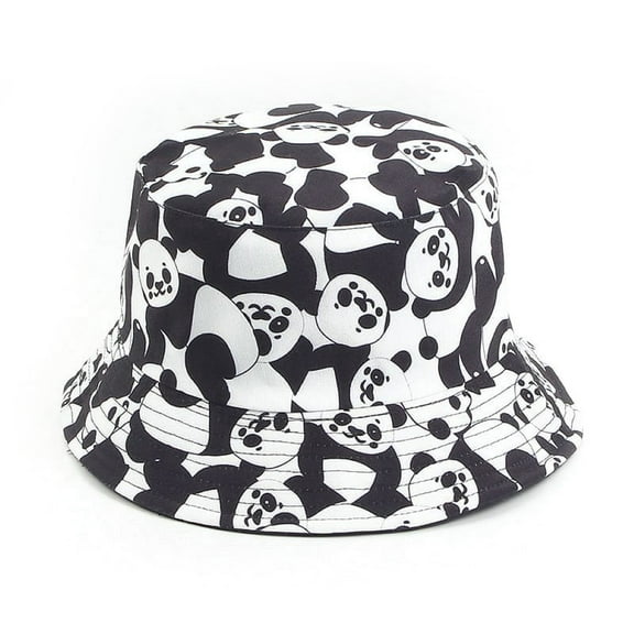 Grandest Birch Women Cow Panda Print Outdoor Double Sided Reversible Bucket Cap Sun Hat ,Gift