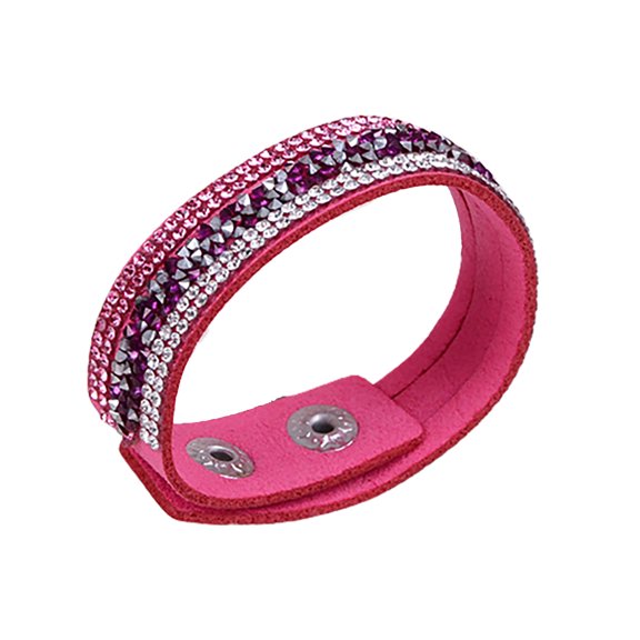 Grandest Birch Women Crystal Rhinestone Faux Leather Bracelet Wristband for Banquet Gift Dating Faux Leather,Rhinestone Red