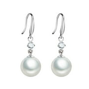 Grandest Birch Women Cubic Zirconia Faux Pearl Dangle Drop Hook Earrings Wedding Jewelry Gift Alloy, Faux Pearl, Cubic Zirconia Be