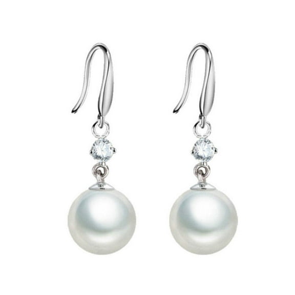 Grandest Birch Women Cubic Zirconia Faux Pearl Dangle Drop Hook Earrings Wedding Jewelry Gift Alloy, Faux Pearl, Cubic Zirconia Be