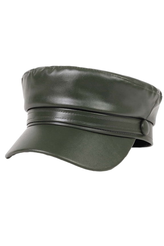 Women Extended Brim Beret Hat Flat Dome Faux Leather Newsboy Hat Outdoor Solid Color Leisure Hat Streetwear ,Gift