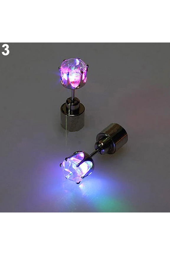 Women LED Light Up Rhinestone Ear Stud Earring Party Dance Xmas Jewelry Alloy, Rhinestone Multi-color