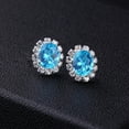 thumbnail image 1 of Grandest Birch Women Lady Elegant Rhinestone Flower Ear Stud Earrings Gift Jewelry Alloy, Rhinestone Blue, 1 of 7