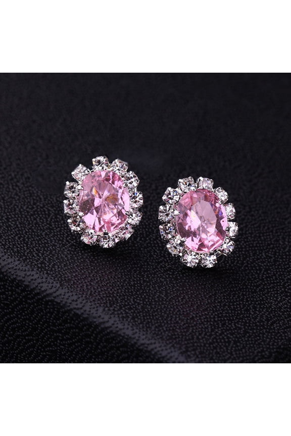 Women Lady Elegant Rhinestone Flower Ear Stud Earrings Gift Jewelry Alloy, Rhinestone Silver