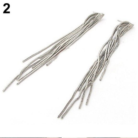 Grandest Birch Women Party Cocktail Wedding Snake Chain Tassel Dangle Post Back Linear Earrings Alloy Silver