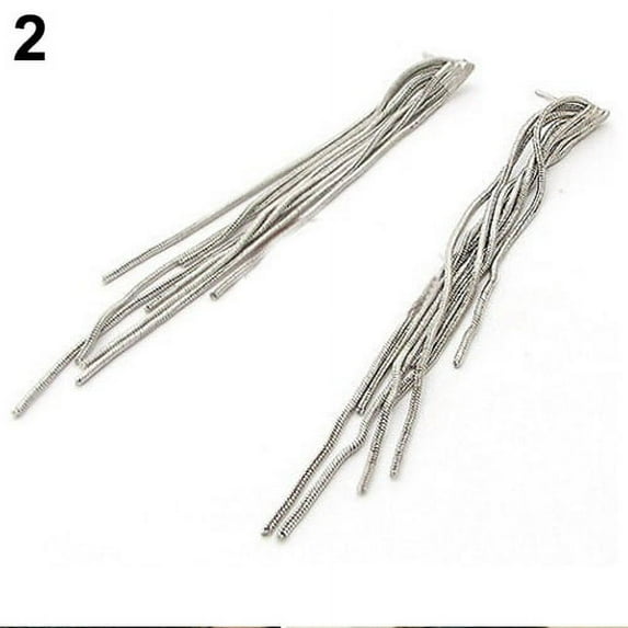 Grandest Birch Women Party Cocktail Wedding Snake Chain Tassel Dangle Post Back Linear Earrings Alloy Silver