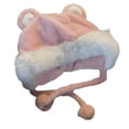 thumbnail image 1 of Grandest Birch Women Plush Hat with Bear Ears Soft Fuzzy Warm Thick Lace up Windproof Strap Autumn Winter Outdoor Cycling Girls Ear Cap Gift Choice Gift, 1 of 7