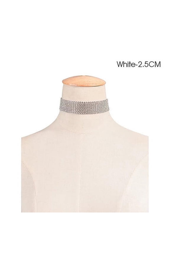 Women Punk Luxury Rhinestone Choker Collar Necklace Wedding Jewelry Alloy, Plastic, Rhinestone White
