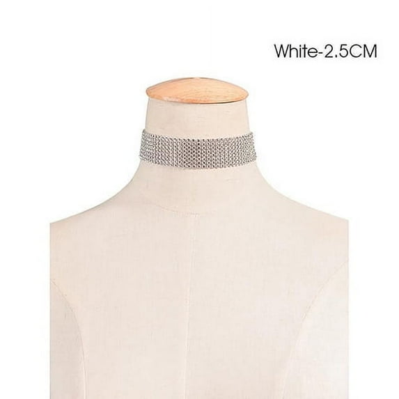 Grandest Birch Women Punk Luxury Rhinestone Choker Collar Necklace Wedding Jewelry Alloy, Plastic, Rhinestone White