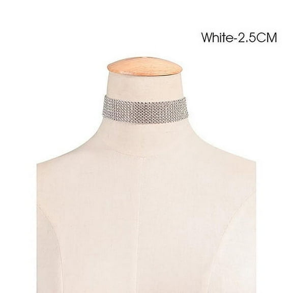Grandest Birch Women Punk Luxury Rhinestone Choker Collar Necklace Wedding Jewelry Alloy, Plastic, Rhinestone White