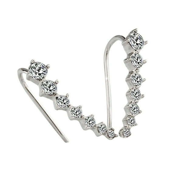 Grandest Birch Women Rhinestone Big Dipper Ear Studs Clips Hook Earrings Jewelry Gift Rhinestones, Alloy Silver