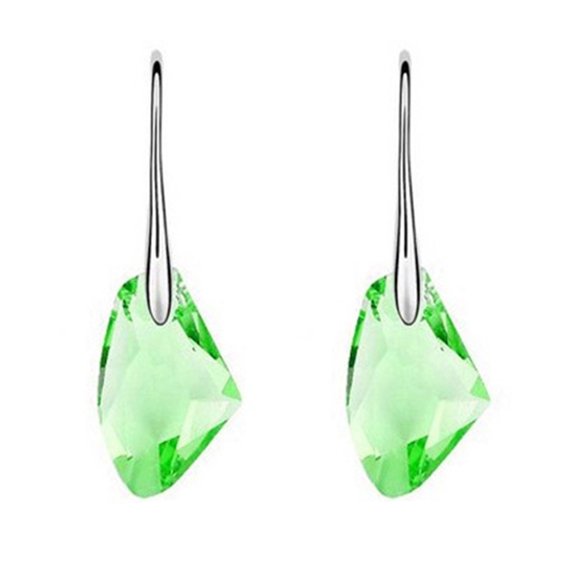Grandest Birch Women Rhinestone Dangle Drop Hook Earrings Royal Style Eardrop Jewelry Alloy, Rhinestone Green