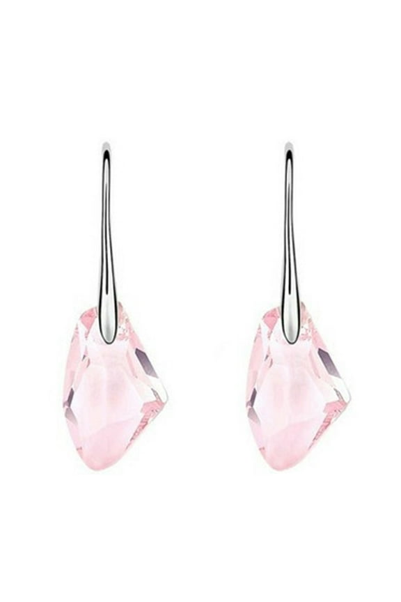 Women Rhinestone Dangle Drop Hook Earrings Royal Style Eardrop Jewelry Alloy, Rhinestone Pink