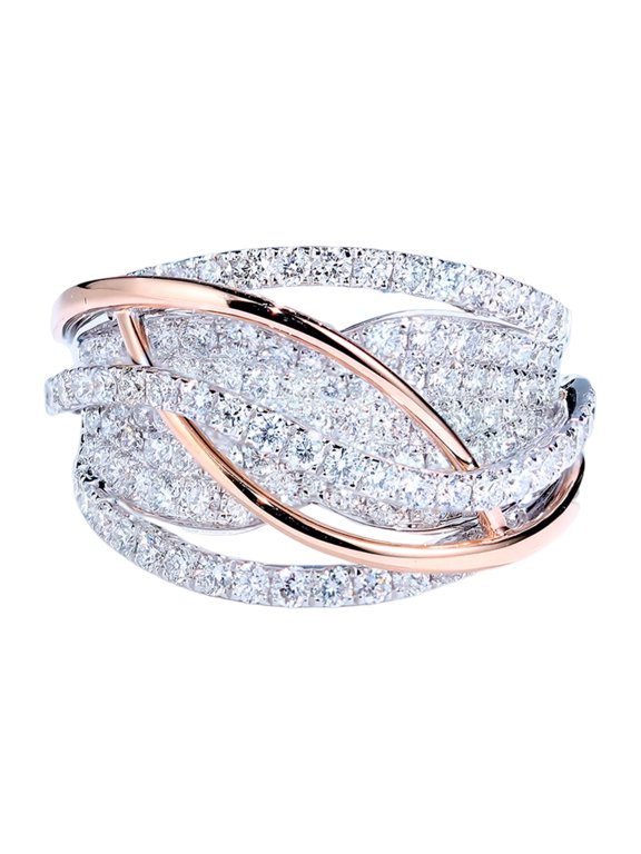 Women Ring Contrast Color Sparking Twisted Rhinestone Inlaid Wedding Ring Female Jewelry Rhinestone,Alloy Silver