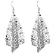 thumbnail image 1 of Grandest Birch Women Sequins Mesh Dangle Drop Hook Earrings Club Evening Party Jewelry Alloy Silver, 1 of 7