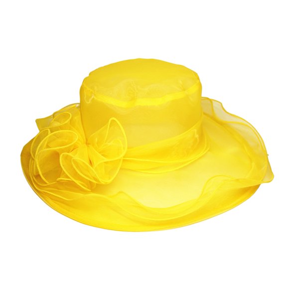 Grandest Birch Women Sun Hat See-through Mesh Flower Decor Solid Color Royal Sunscreen Princess Style Vintage Elegant Wedding Hat Headwear ,Gift