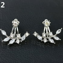 Grandest Birch Women's Elegant Rhinestone Leaf Twig Branch Stud Earrings Ear Jackets Alloy   Rhinestone Silver