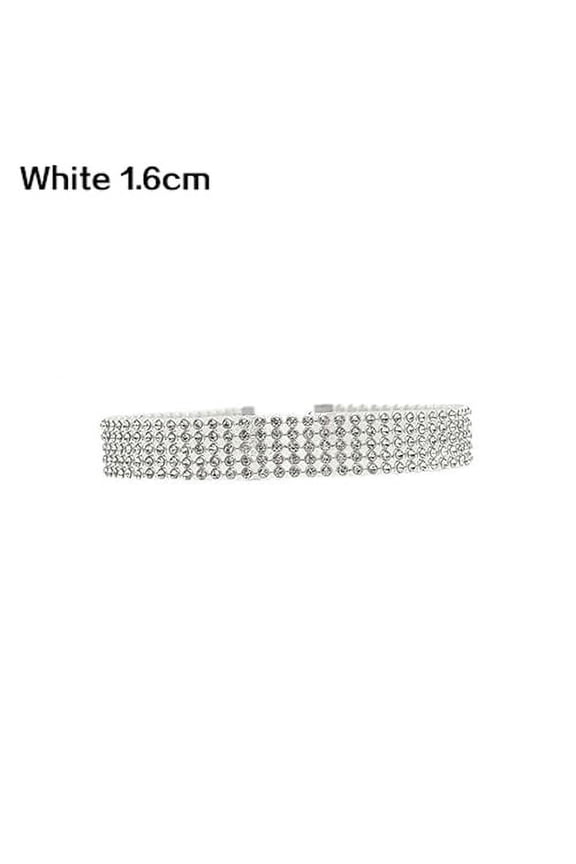 Women\'s Full Rhinestones Sparkling Choker Short Collar Necklace Jewelry Alloy, Rhinestone White