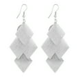 thumbnail image 1 of Grandest Birch Women's Glitter Rhombus Drop Long Dangle Chandelier Statement Hook Earrings Alloy Silver, 1 of 6
