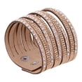 thumbnail image 1 of Grandest Birch Women's Multilayer Rivet Rhinestone Velvet Cuff Bangle Wristband Bracelet Gift Rhinestone, Velvet Brown, 1 of 7