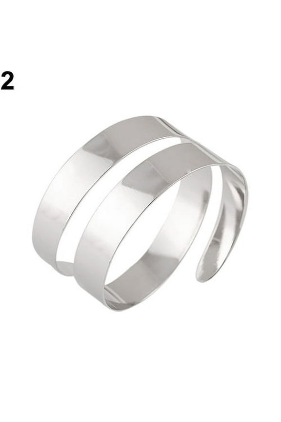 Women's Punk Simple Coiled Spiral Upper Arm Cuff Armlet Armband Bangle Bracelet Iron Alloy Silver