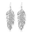 thumbnail image 1 of Grandest Birch Women\'s Retro Boho Alloy Feather Rhinestone Eardrops Party Hook Dangle Earrings Alloy, Rhinestone Silver, 1 of 5